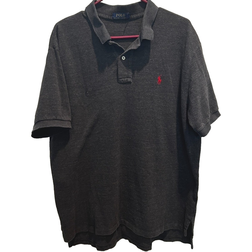 Polo Ralph Lauren Polo Shirt XL Mens Charcoal Grey Heathered Short Sleeve Pony